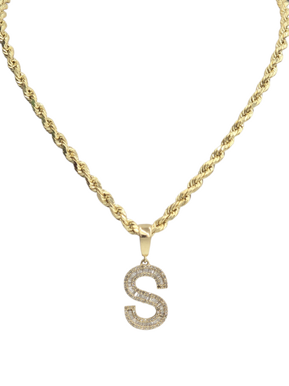 REAL DIAMOND 10KT GOLD BLOCK LETTER INITIAL A TO Z FOR MEN AND WOMEN