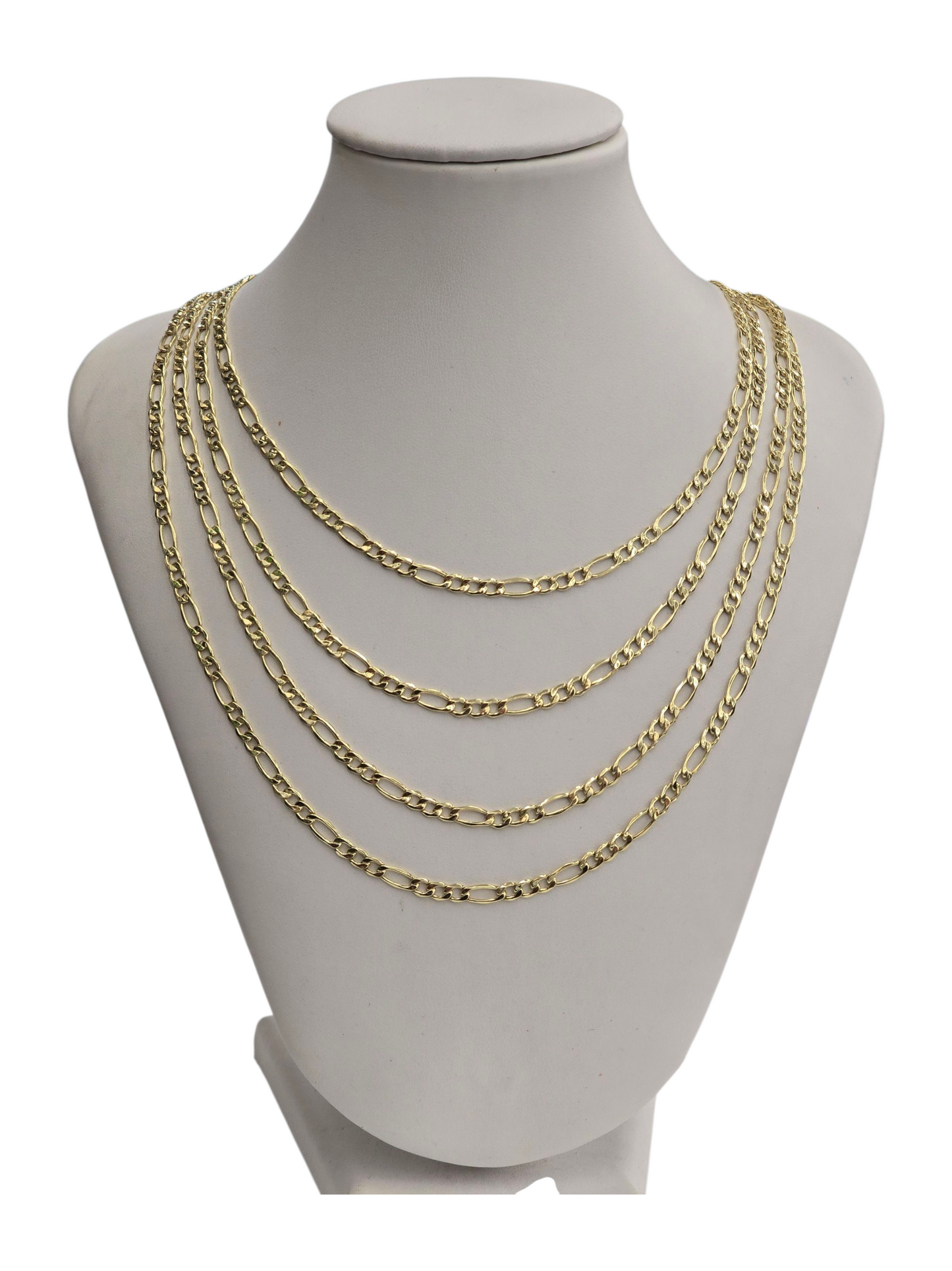 10KT REAL GOLD FIGARO CHAIN 3.7MM FOR MEN AND WOMEN