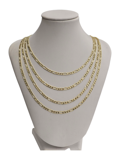 10KT REAL GOLD FIGARO CHAIN 3.7MM FOR MEN AND WOMEN