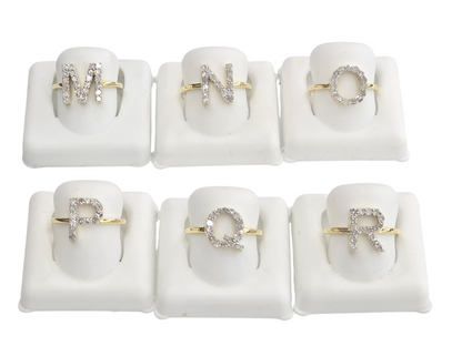 REAL DIAMOND 10KT GOLD INITIAL LETTER A TO Z RING FOR GIRL AND WOMEN