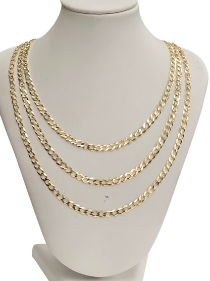 10KT REAL GOLD SOLID CUBAN CURB CHAIN 4.8MM FOR MEN AND WOMEN