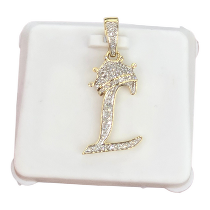 REAL NATURAL DIAMOND 10KT GOLD INITIAL A TO Z PENDANT