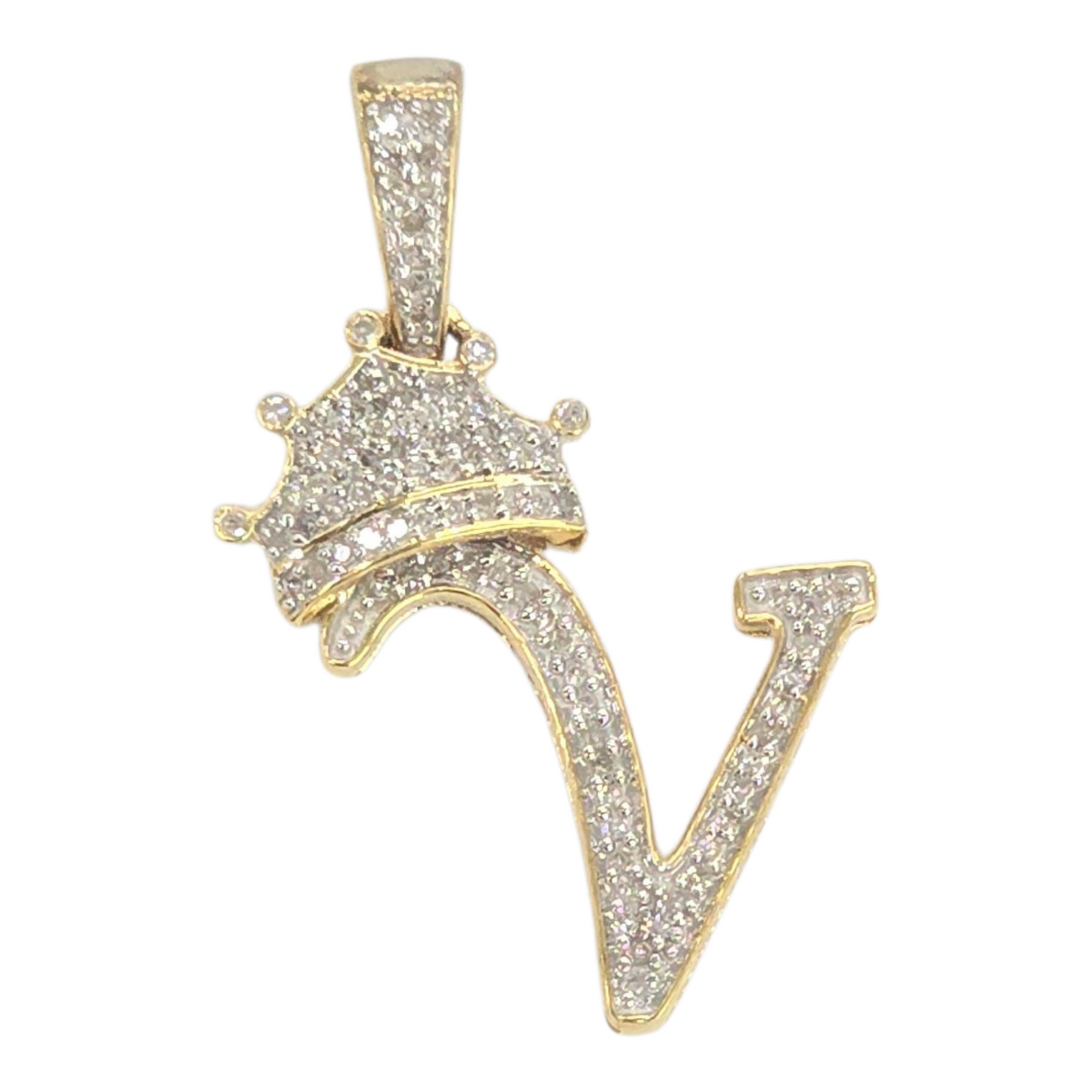 REAL NATURAL DIAMOND 10KT GOLD INITIAL A TO Z PENDANT
