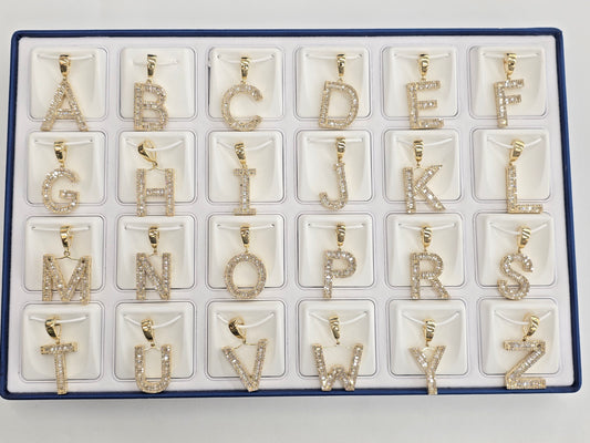 REAL DIAMOND 10KT GOLD BLOCK LETTER INITIAL A TO Z FOR MEN AND WOMEN