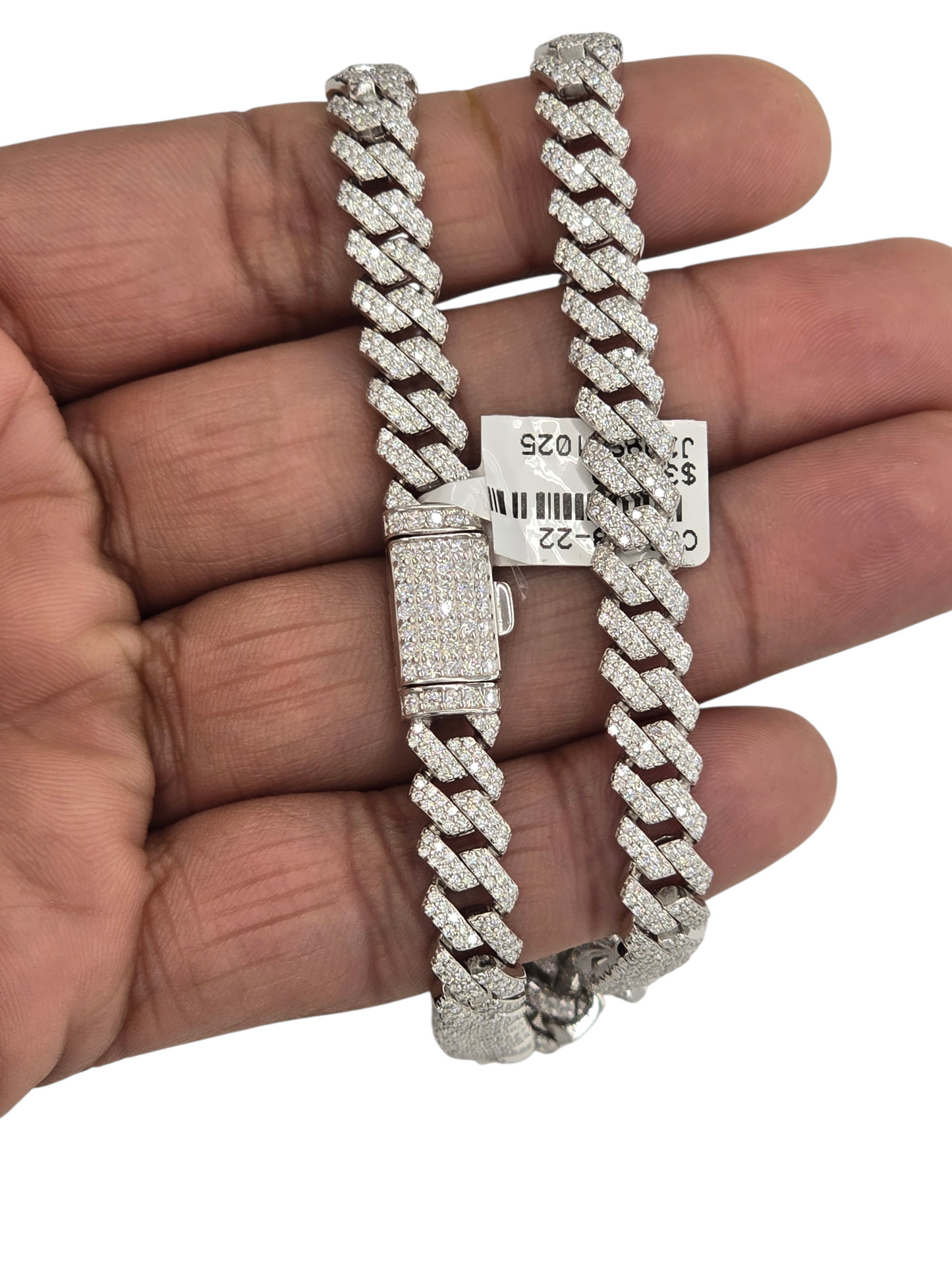 925 STERLING SILVER MOISSANITE DIAMOND CUBAN CHAIN 8MM