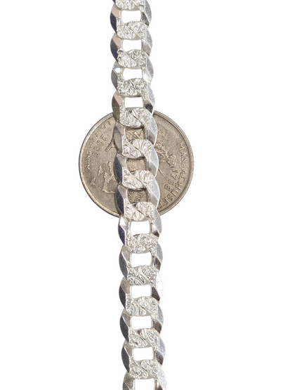 925 STERLING SILVER CUBAN CURB DIAMOND CUT CHAIN 9.2 MM FOR MEN AND WOMEN
