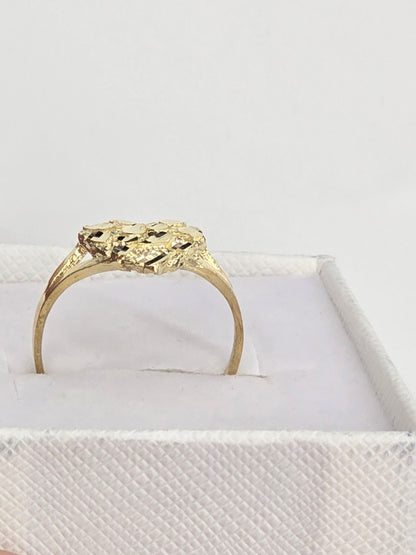 10KT REAL GOLD HEART NUGGET RING