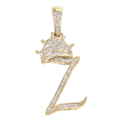REAL NATURAL DIAMOND 10KT GOLD INITIAL A TO Z PENDANT