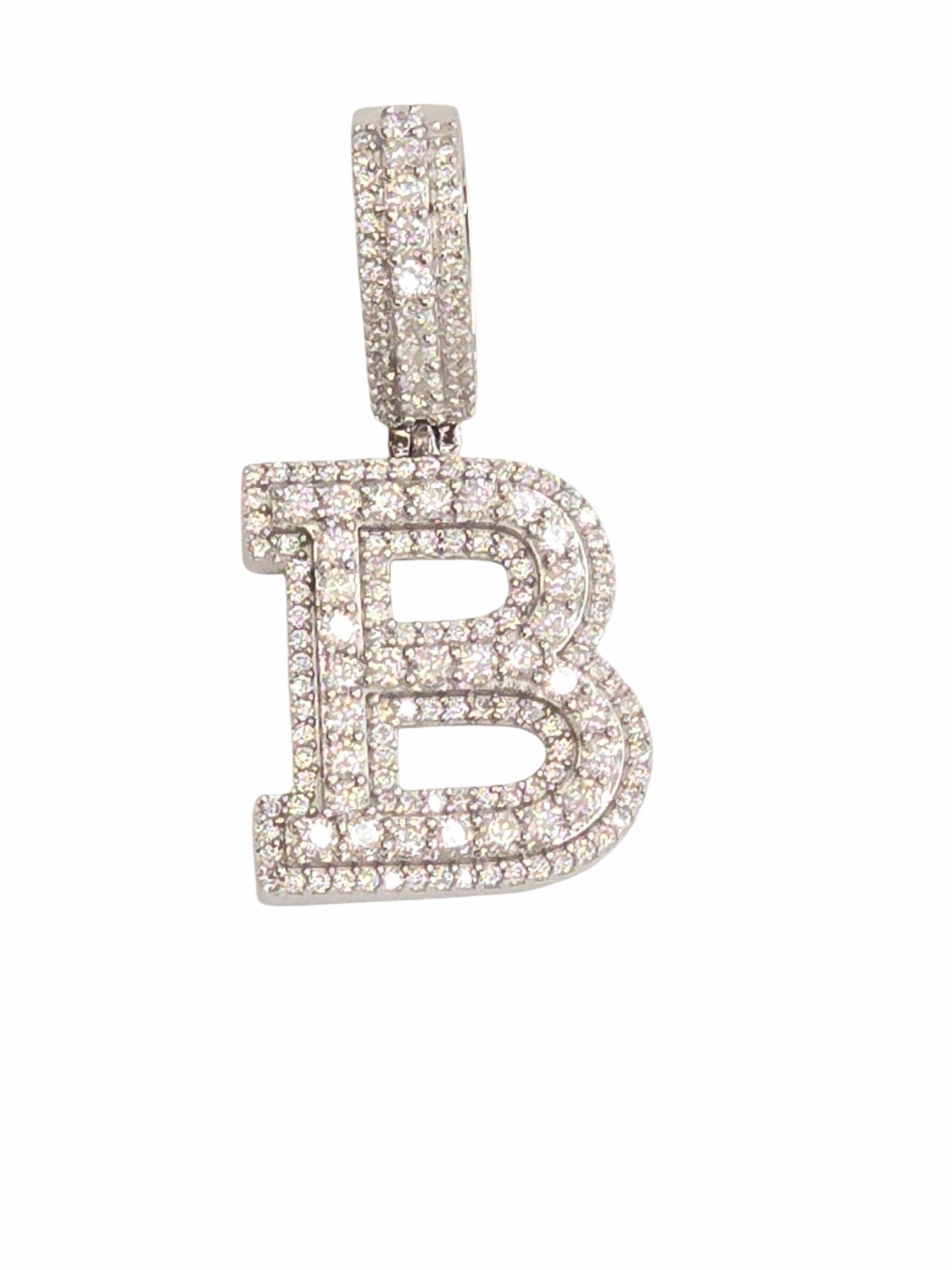 925 Sterling Silver Moissanite Diamond Initial A to Z Pendant