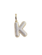 REAL DIAMOND 10KT TWO TONE BUBBLE LETTER A- Z PENDANT