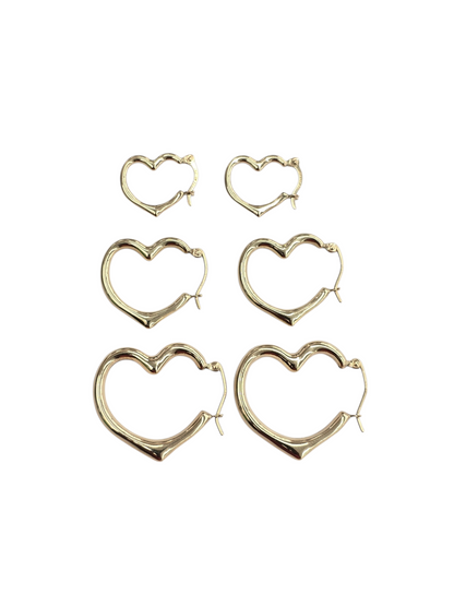 14KT REAL GOLD HEART STYLE HOOP EARRING
