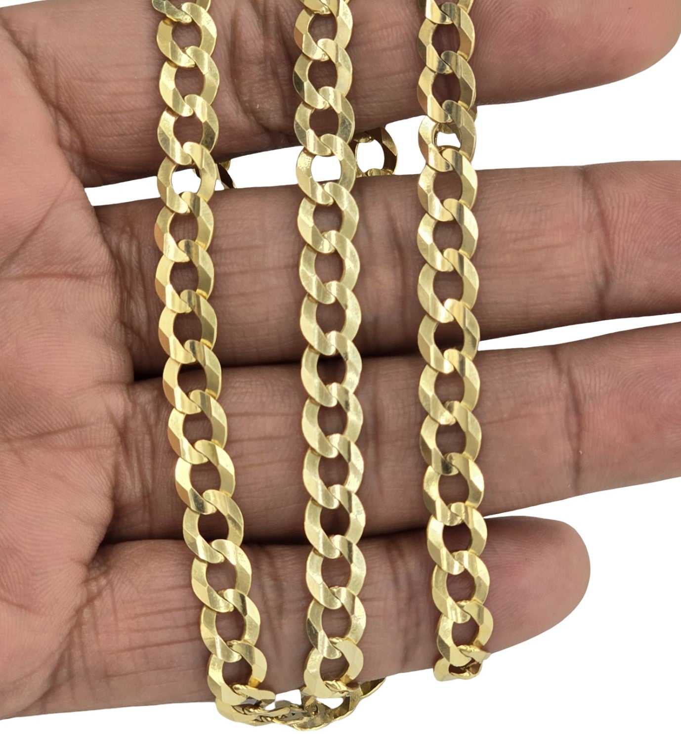 14KT REAL GOLD SOLID CUBAN CURB CHAIN 7 MM