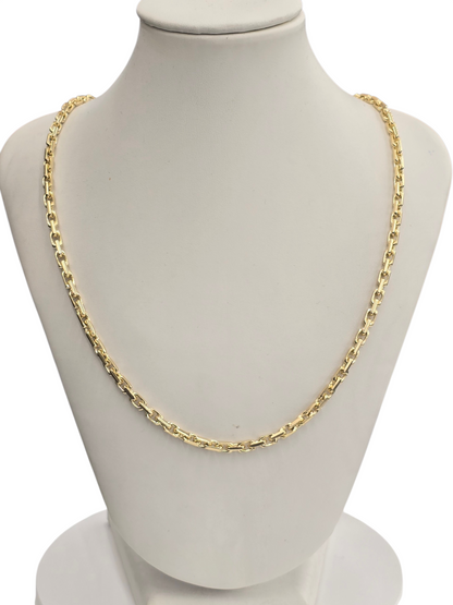 14KT REAL GOLD SOLID ROLO CHAIN 3.6MM FOR MEN AND WOMEN