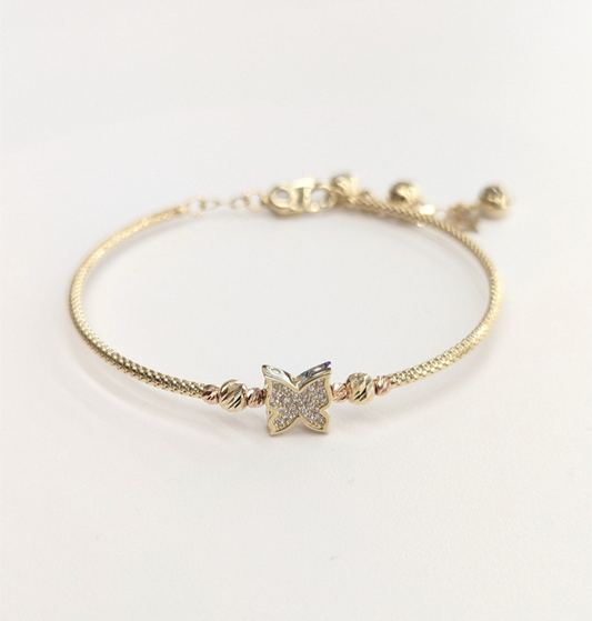 10kt Real Gold Butterfly Bangle Style Bracelet