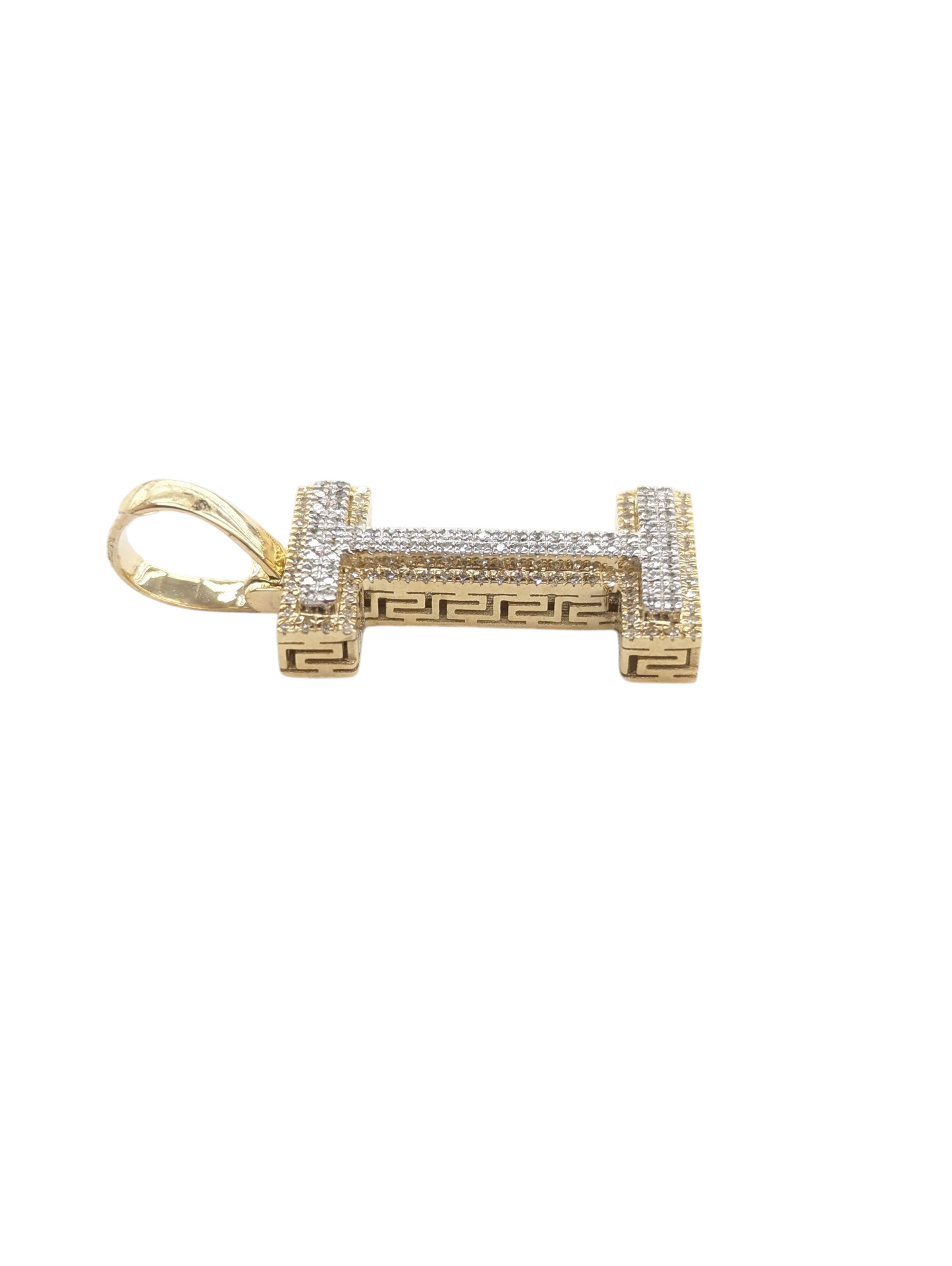 REAL DIAMOND 10KT TWO TONE BLOCK LETTER A- Z PENDANT