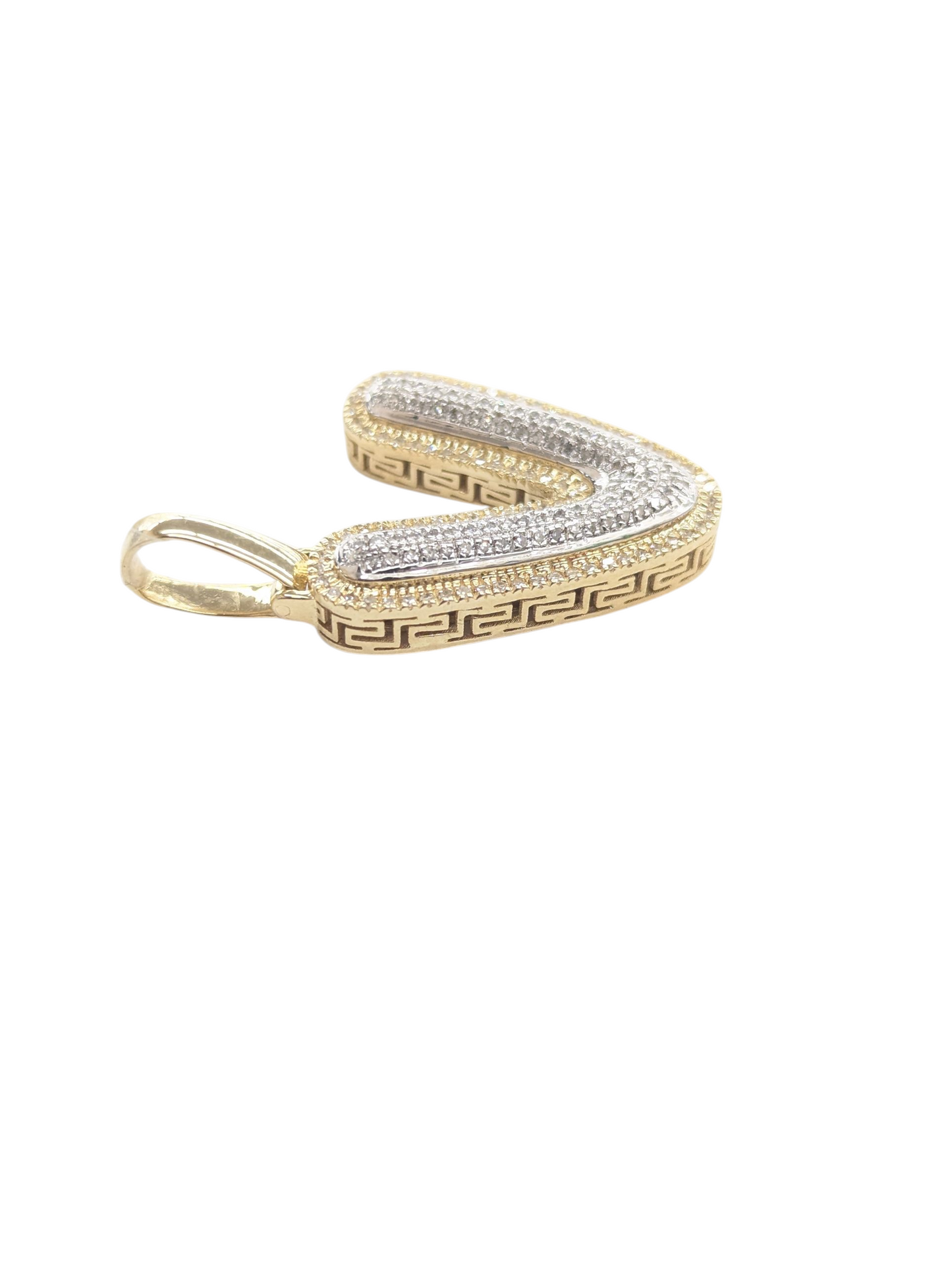 REAL DIAMOND 10KT TWO TONE BUBBLE LETTER A- Z PENDANT