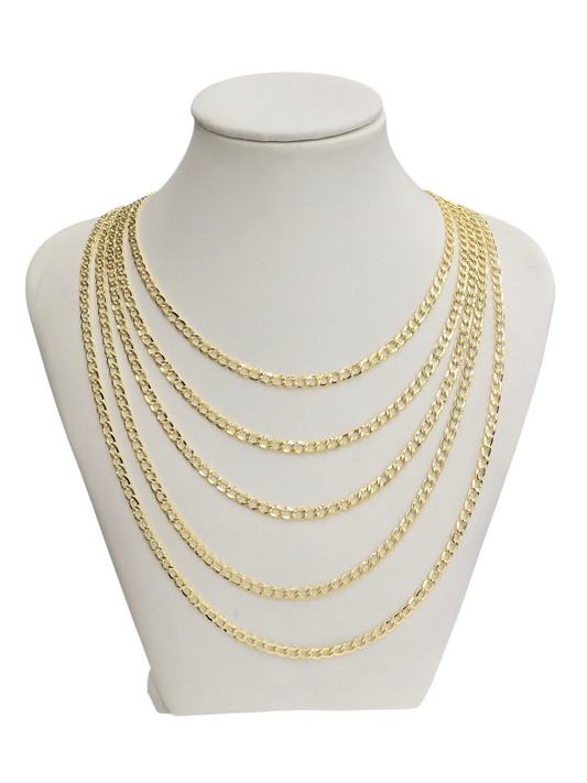 10KT REAL GOLD CUBAN CURB CHAIN 3.5 MM FOR MEN AND WOMEN