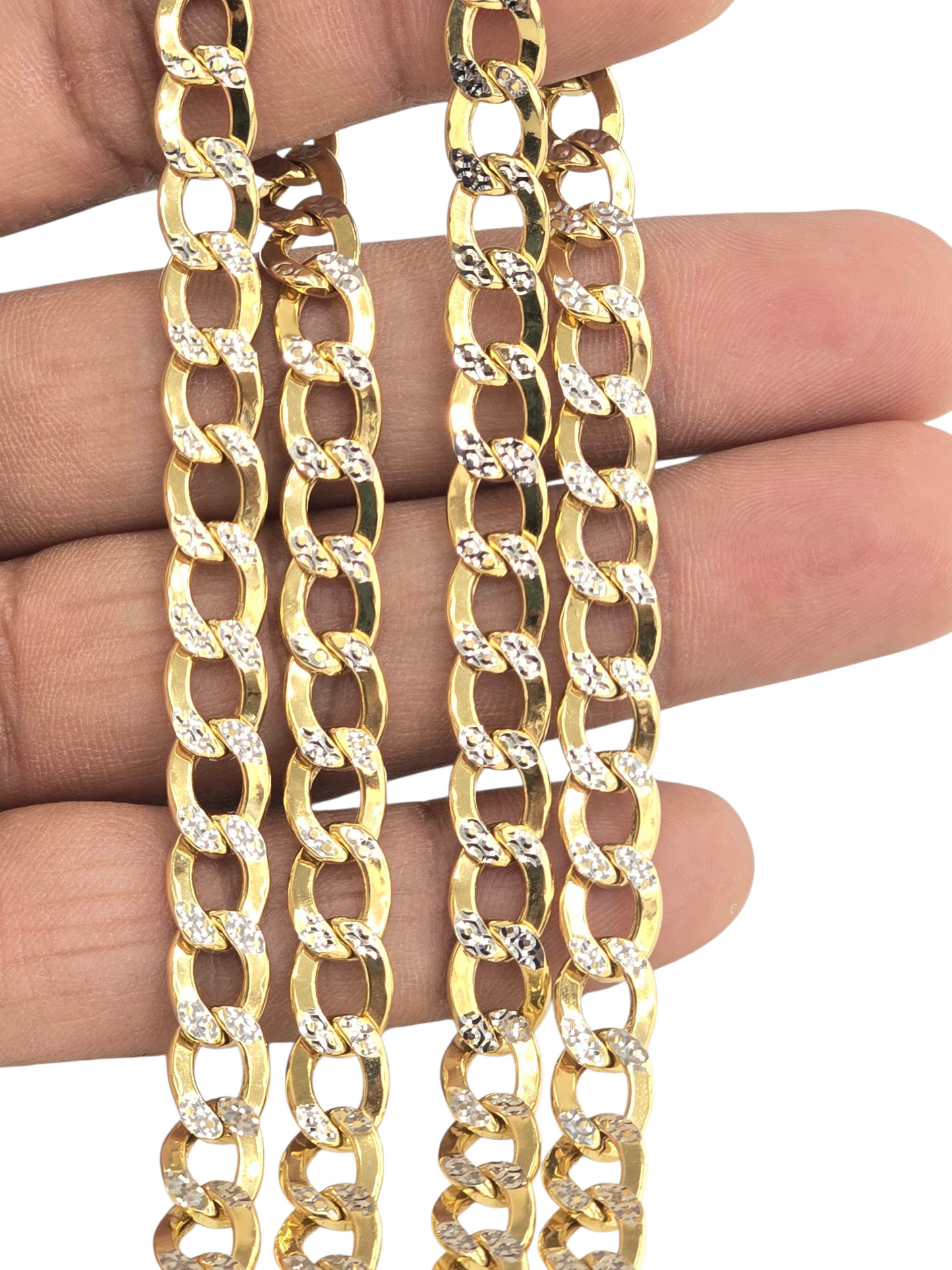 10KT REAL GOLD CUBAN CURB DIAMOND CUT CHAIN 7.5MM