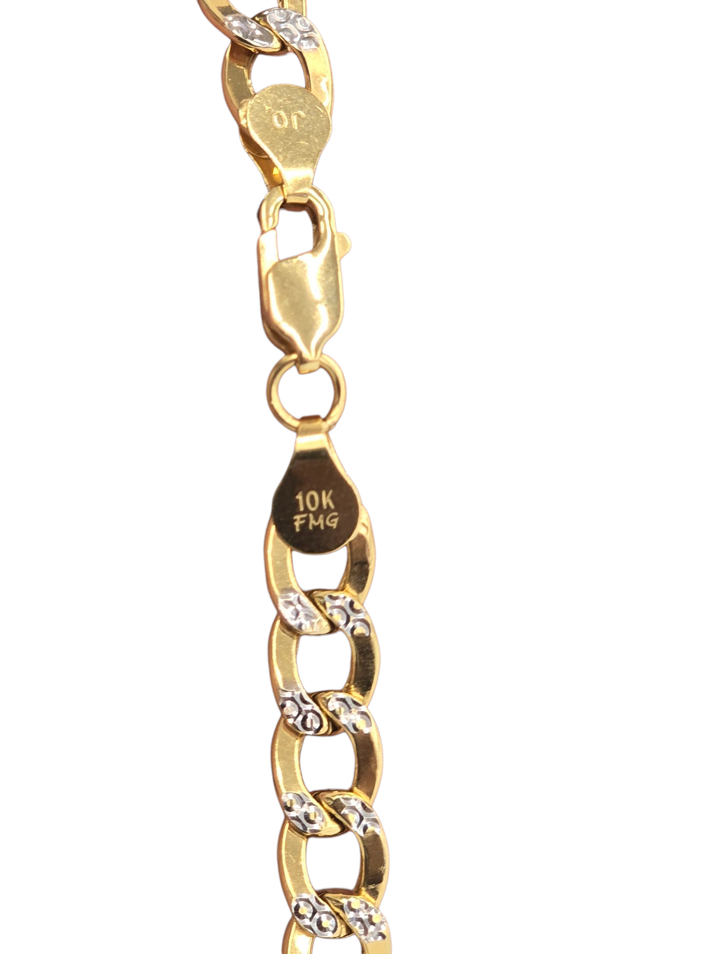 10KT REAL GOLD CUBAN CURB DIAMOND CUT CHAIN 7.5MM