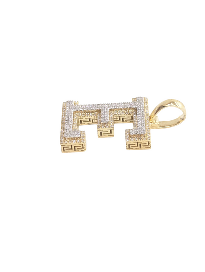 REAL DIAMOND 10KT TWO TONE BLOCK LETTER A- Z PENDANT