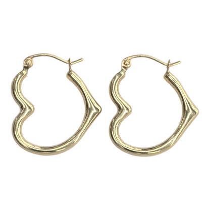 14KT REAL GOLD HEART STYLE HOOP EARRING