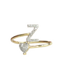 Real Diamond 10kt Yellow Gold Initial Ring For Women