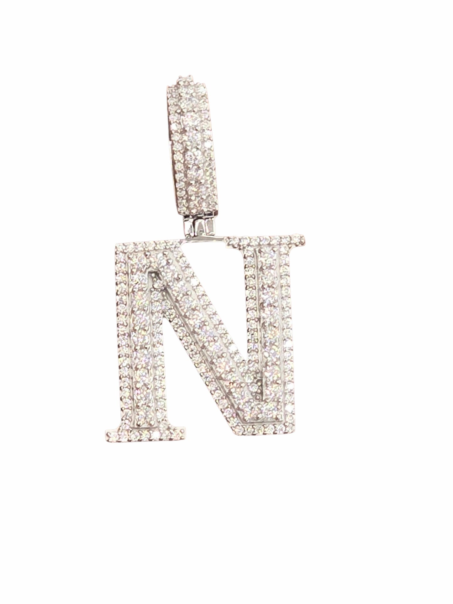 925 Sterling Silver Moissanite Diamond Initial A to Z Pendant