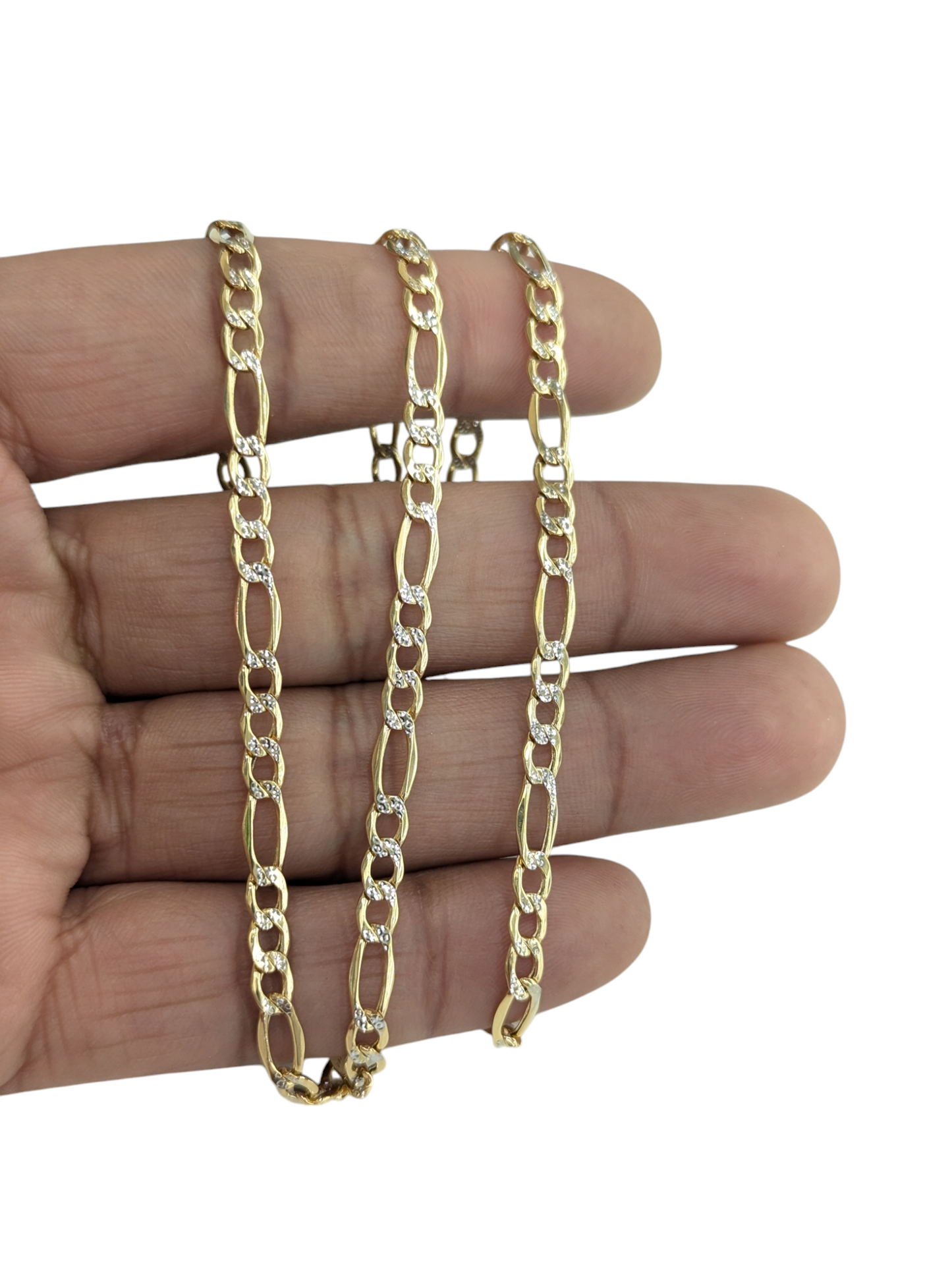 10kt Real Gold Figaro Diamond Cut Chain 4.5mm