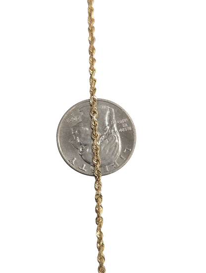 10kt REAL GOLD SOLID ROPE CHAIN 2.1 MM
