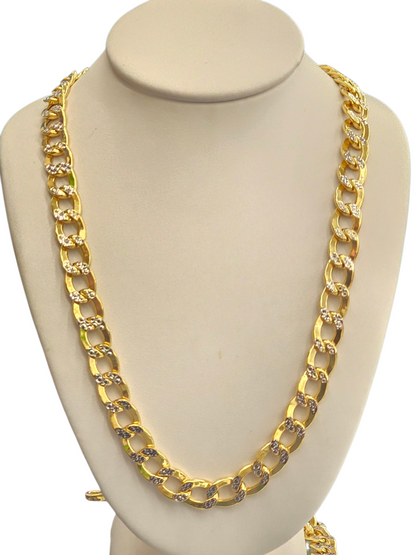 10KT REAL GOLD CUBAN CURB DIAMOND CUT CHAIN 7.5MM
