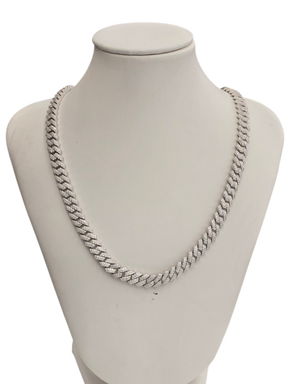 925 STERLING SILVER MOISSANITE DIAMOND CUBAN CHAIN 8MM