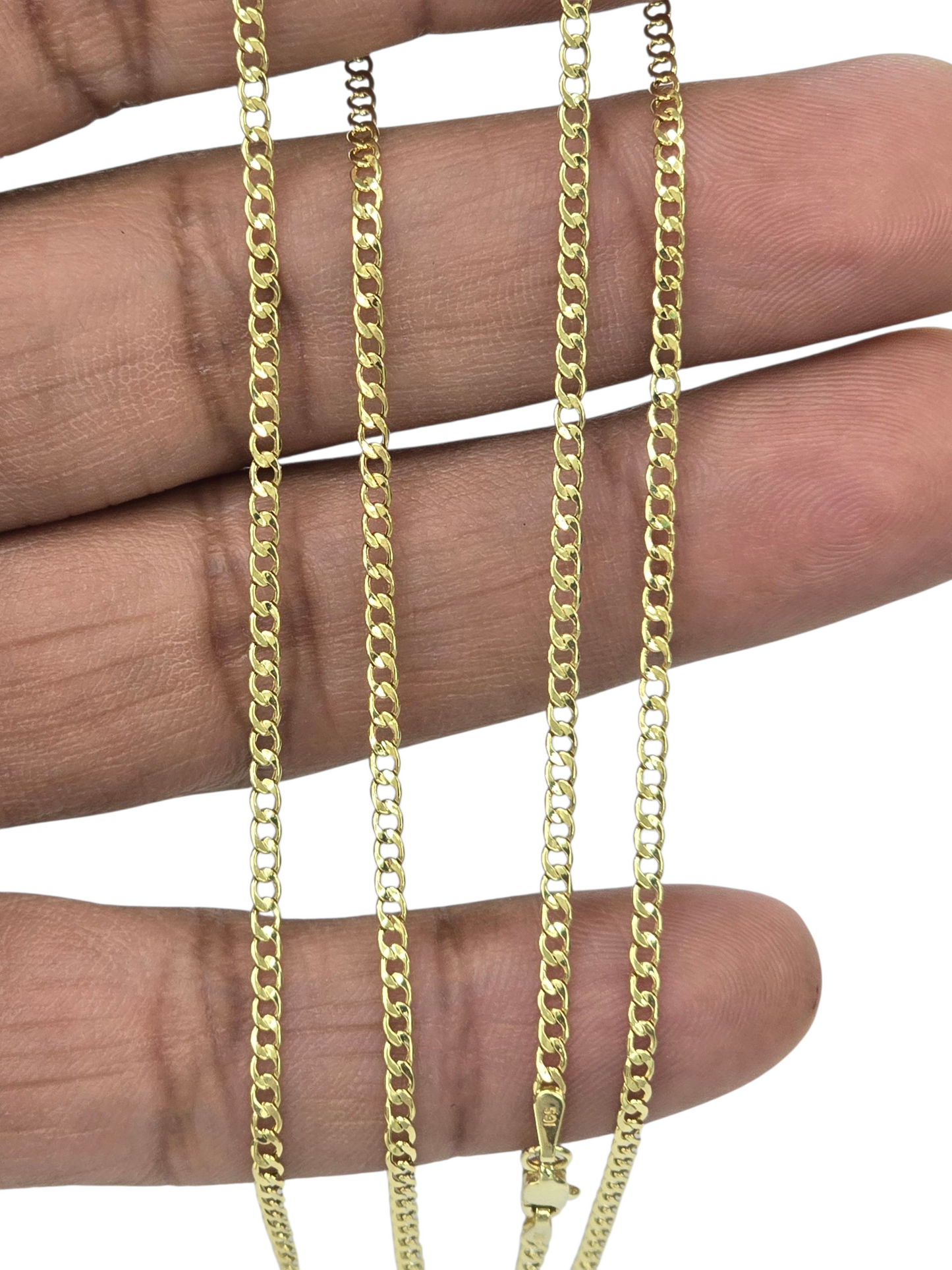 10kt REAL GOLD CUBAN CURB CHAIN 2.2 MM