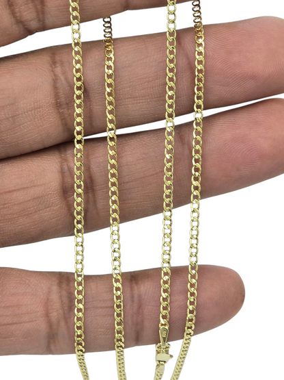 10kt REAL GOLD CUBAN CURB CHAIN 2.2 MM