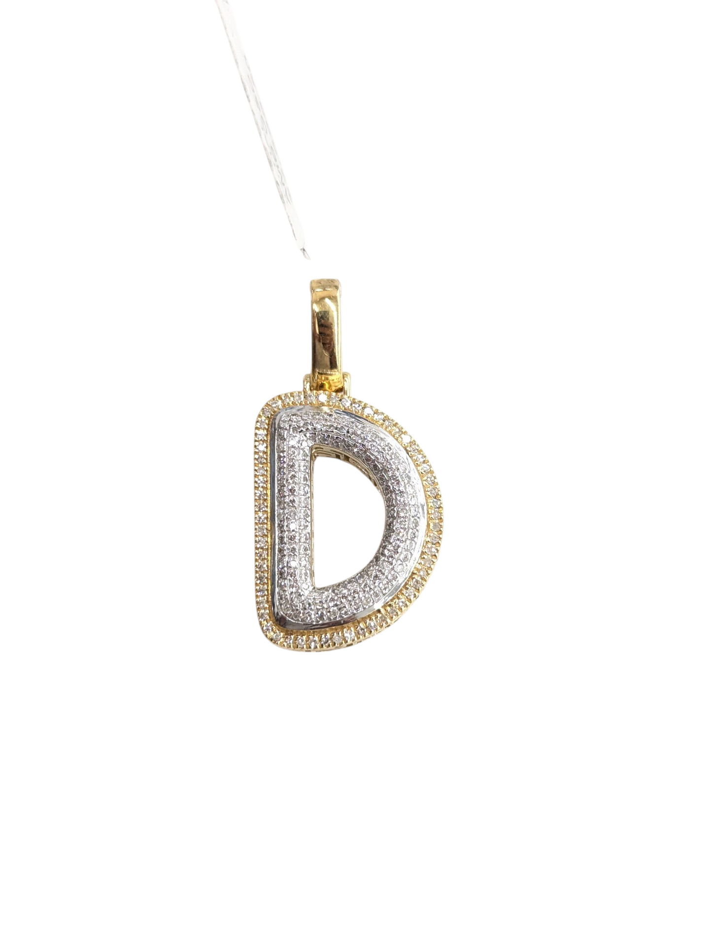 REAL DIAMOND 10KT TWO TONE BUBBLE LETTER A- Z PENDANT