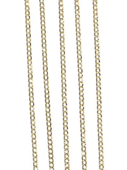 10KT REAL GOLD CUBAN CURB CHAIN 3.5 MM FOR MEN AND WOMEN