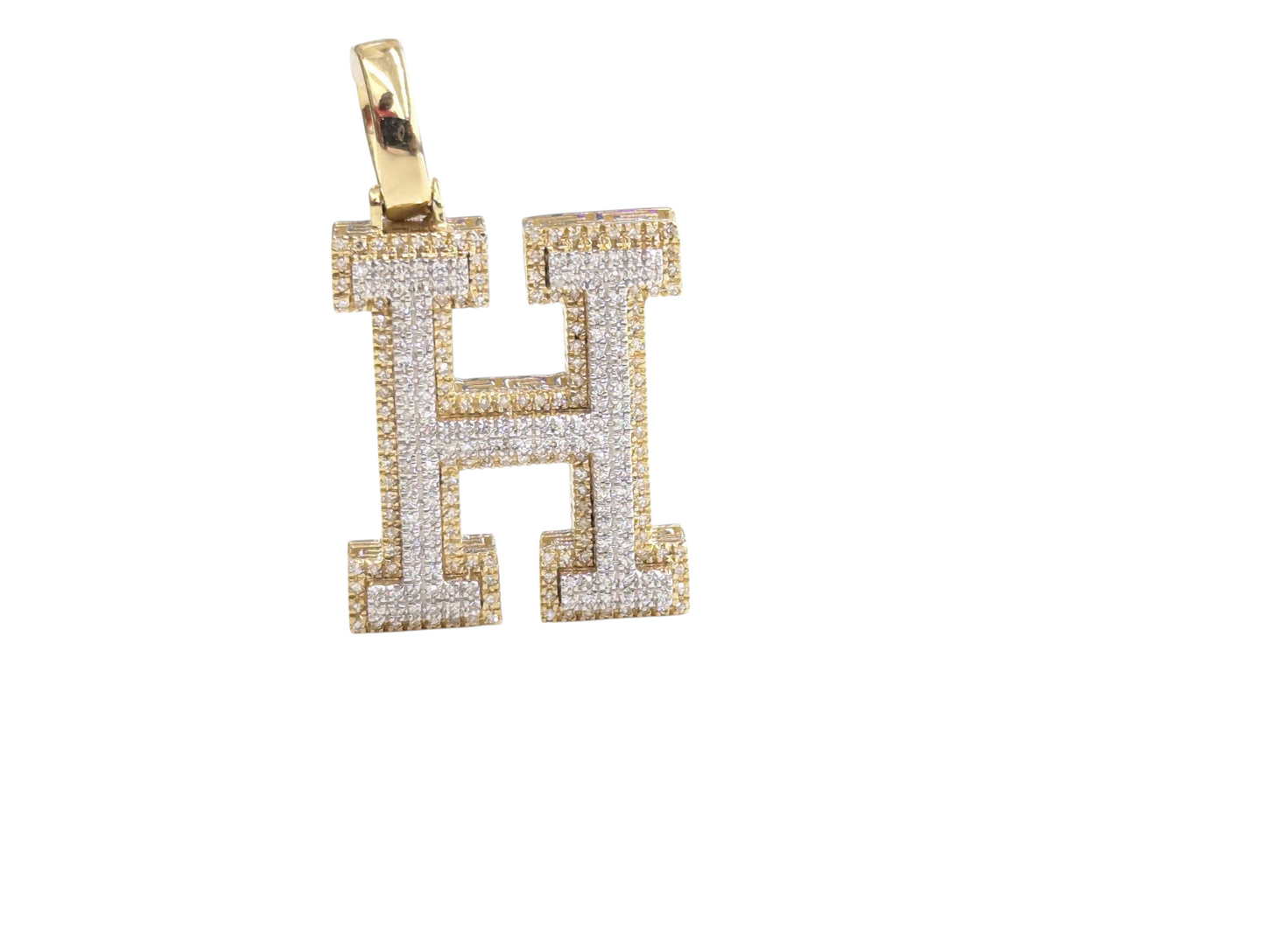 REAL DIAMOND 10KT TWO TONE BLOCK LETTER A- Z PENDANT