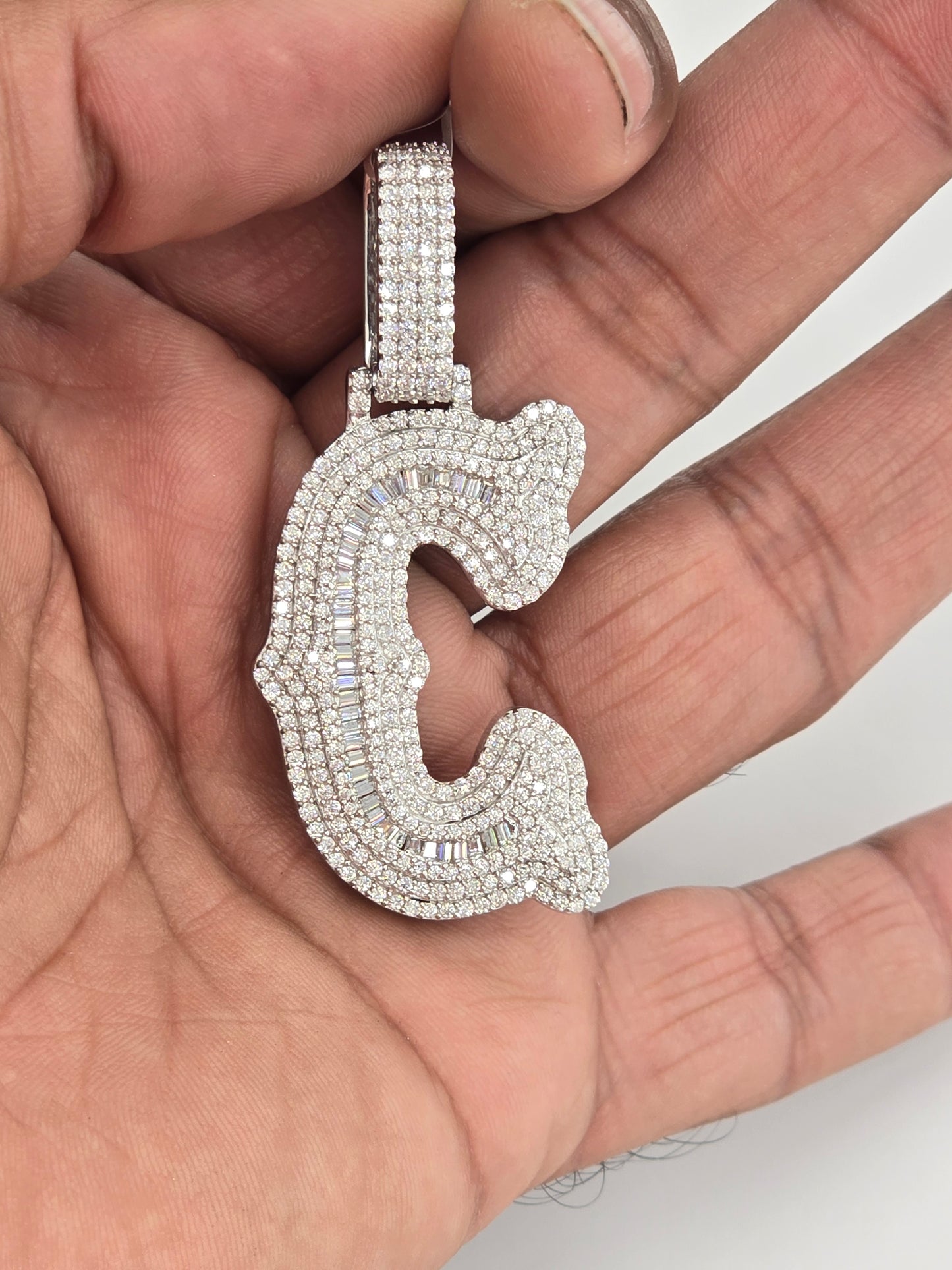 925 STERLING SILVER MOISSANITE DIAMOND INITIAL LETTER PENDANT