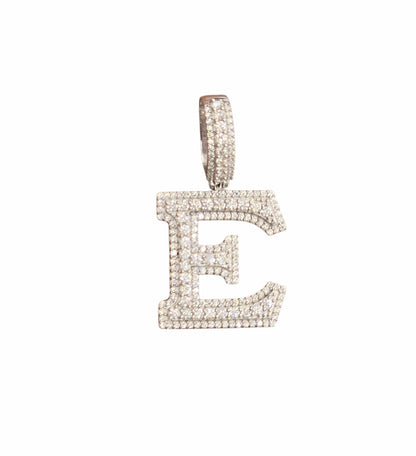 925 Sterling Silver Moissanite Diamond Initial A to Z Pendant