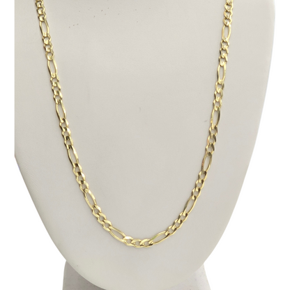 14KT REAL GOLD FIGARO CHAIN 3.1 MM FOR MEN AND WOMEN