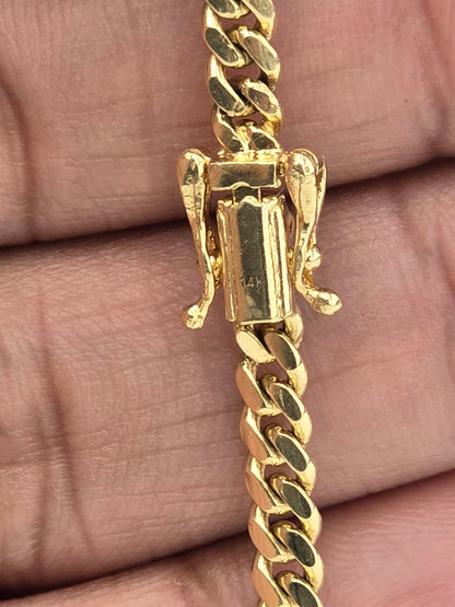 14kt REAL GOLD SOLID MIAMI CUBAN CHAIN 4MM