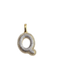 REAL DIAMOND 10KT TWO TONE BUBBLE LETTER A- Z PENDANT