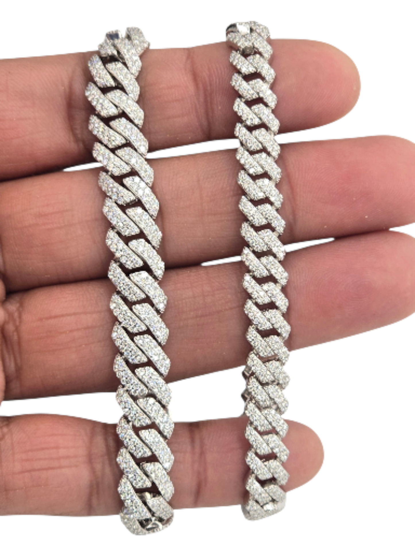 925 STERLING SILVER MOISSANITE DIAMOND BRACELET 8MM AND 10 MM 8 INCHES