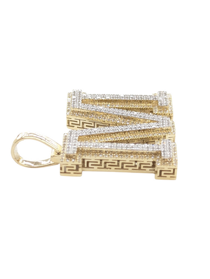 REAL DIAMOND 10KT TWO TONE BLOCK LETTER A- Z PENDANT
