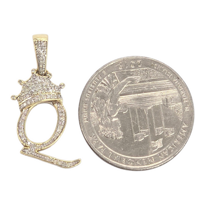 REAL NATURAL DIAMOND 10KT GOLD INITIAL A TO Z PENDANT