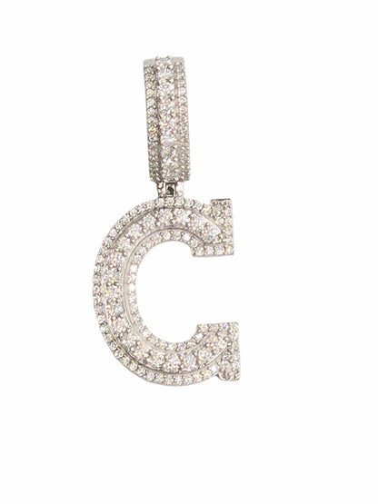 925 Sterling Silver Moissanite Diamond Initial A to Z Pendant