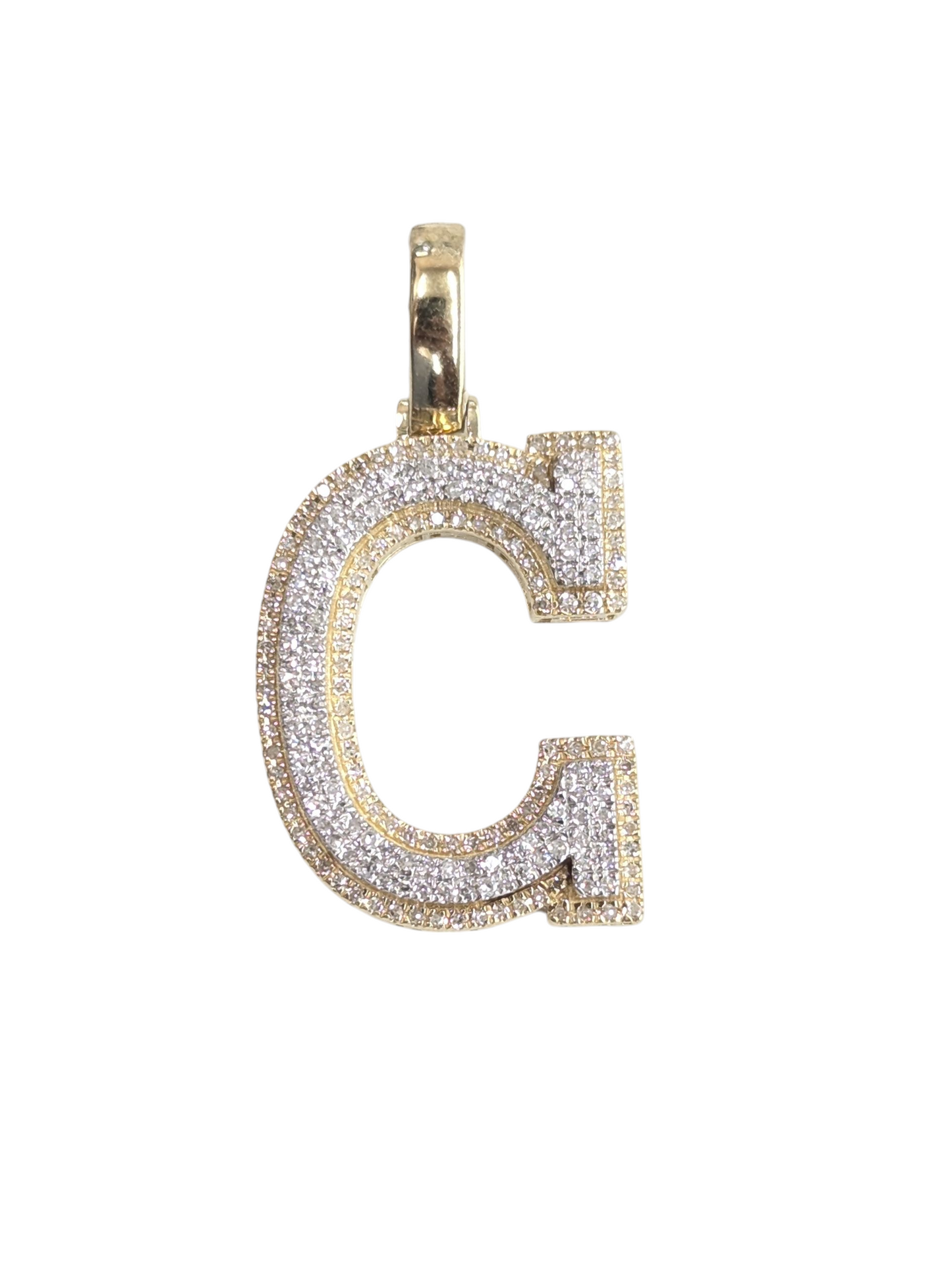 REAL DIAMOND 10KT TWO TONE BLOCK LETTER A- Z PENDANT