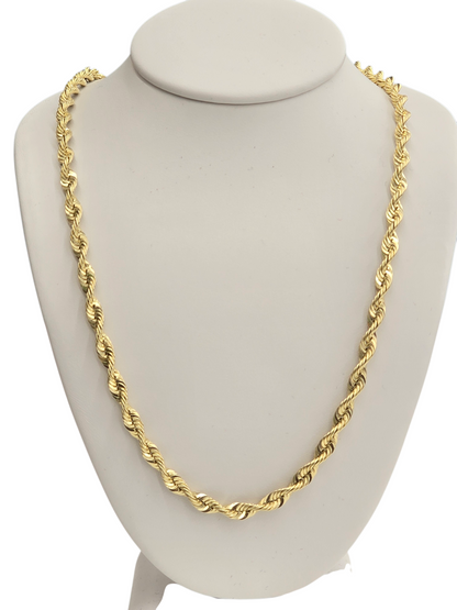 14KT REAL GOLD SPARKLE ROPE CHAIN 4MM