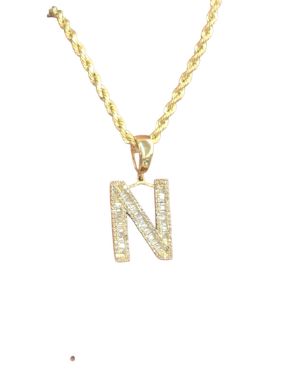 REAL DIAMOND 10KT GOLD BLOCK LETTER INITIAL A TO Z FOR MEN AND WOMEN