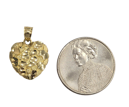 10KT REAL GOLD HEART NUGGET PENDANT