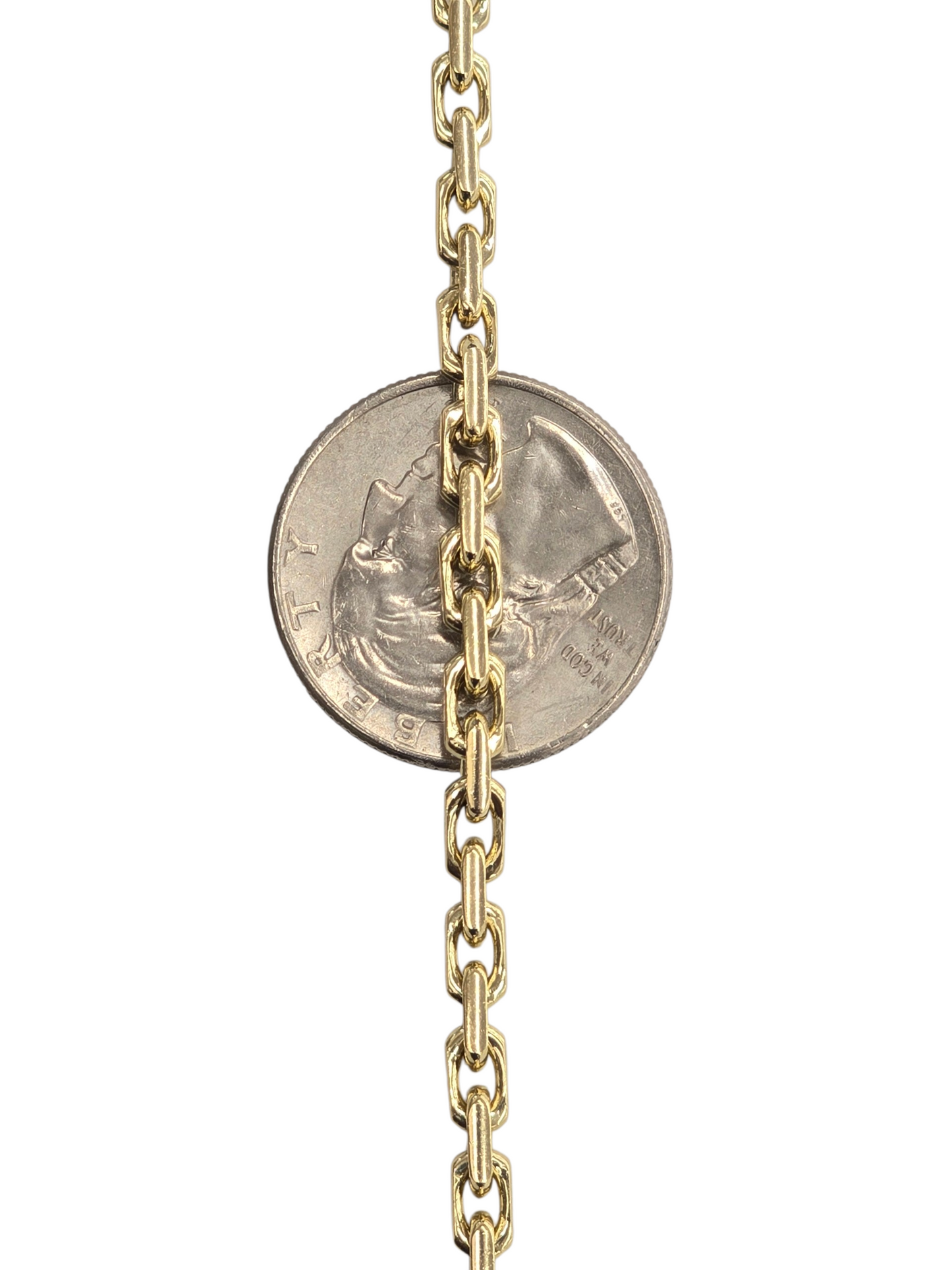 14KT REAL GOLD SOLID ROLO CHAIN 3.6MM FOR MEN AND WOMEN